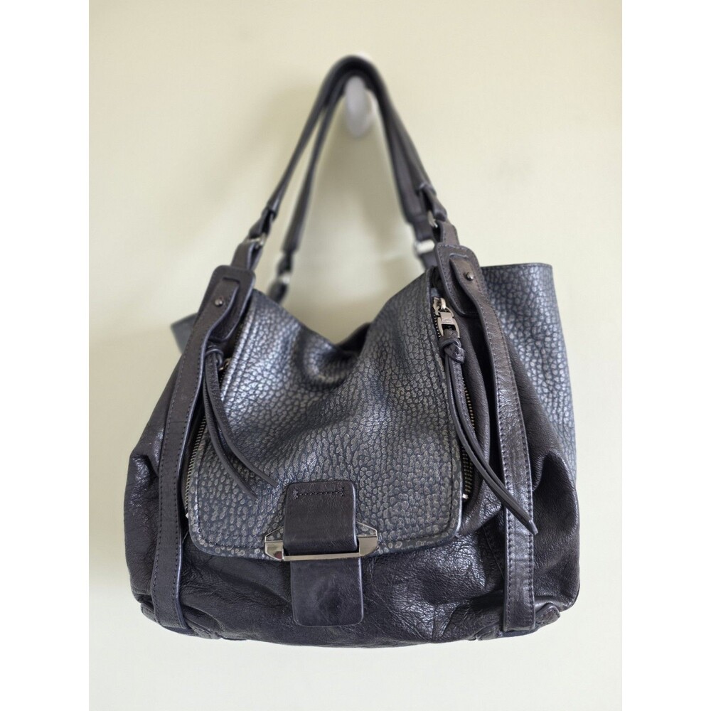 Vintage KOOBA Brown Green Gray Leather Hobo Shoulder Bag Boho Work Purse